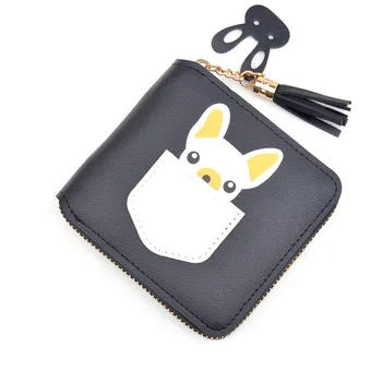 

Women Wallet PU Leather Wallet Short Cartoon Cute Puppy Coin Purse Female Student Zipper Square Mini Wallet