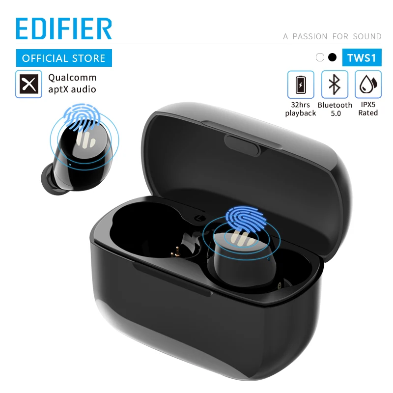  EDIFIER TWS1 TWS наушники Bluetooth V5.0 сенсорное управление IPX5 Номинальный эргономичный дизайн беспроводные наушники Bluetooth наушники 