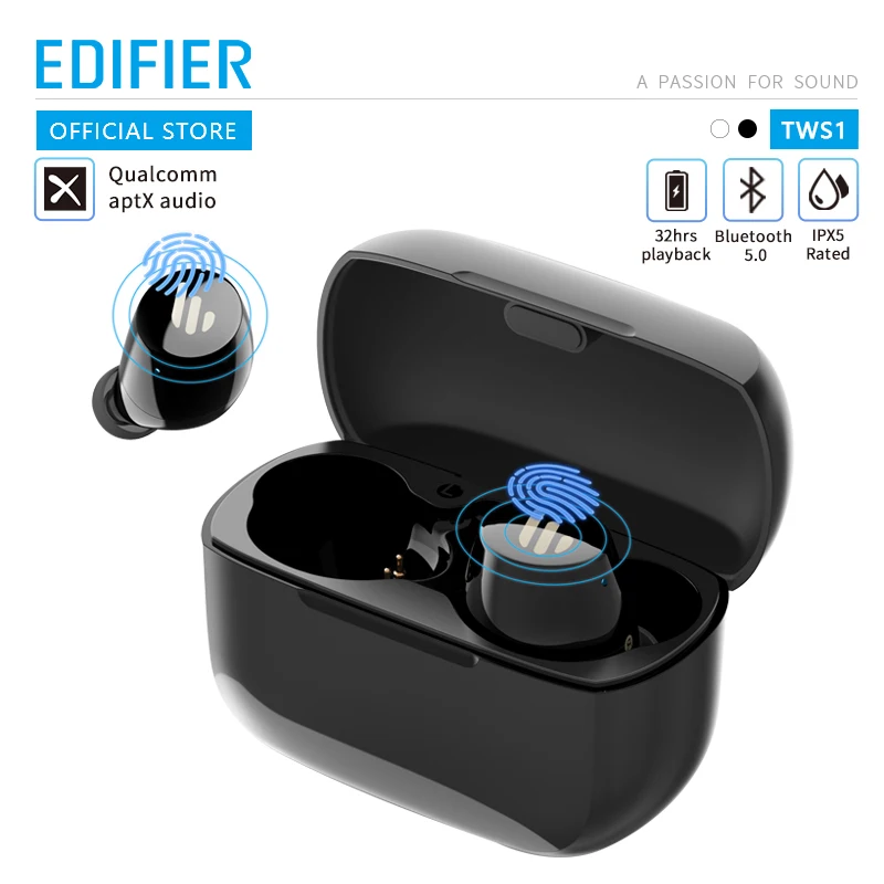 

EDIFIER TWS1 TWS Earbuds Bluetooth V5.0 Touch control IPX5 rated Ergonomic design wireless earphones Bluetooth earphone