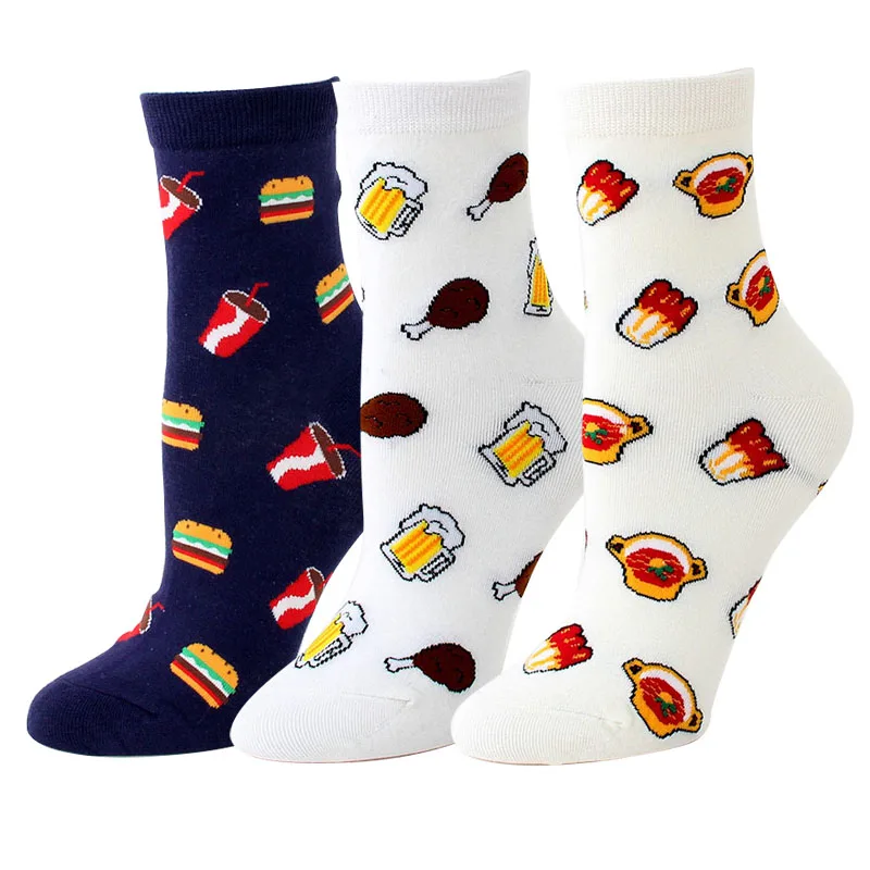 G 3pairs Женские хлопковые носки милые носки с героями мультфильмов женские теплые носки с красочным принтом в стиле Харадзюку на зиму и осень модные уличные носки 3 пар/лот# F - Цвет: G 3pairs