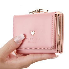 Для женщин кожаный бумажник короткий Симпатичные заклепки кошелек "любовь" складной кошельки, клатчи, кошельки из искусственной кожи держатель для карт женские кошельки ретро кошелек для монет