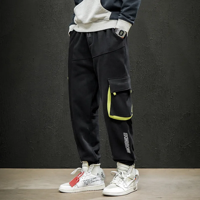 

Large Size Brushed And Thick Japanese-style Contrast Color Harem Pants Fitness Sports Sweatpants Large Size Trousers Casual Pant