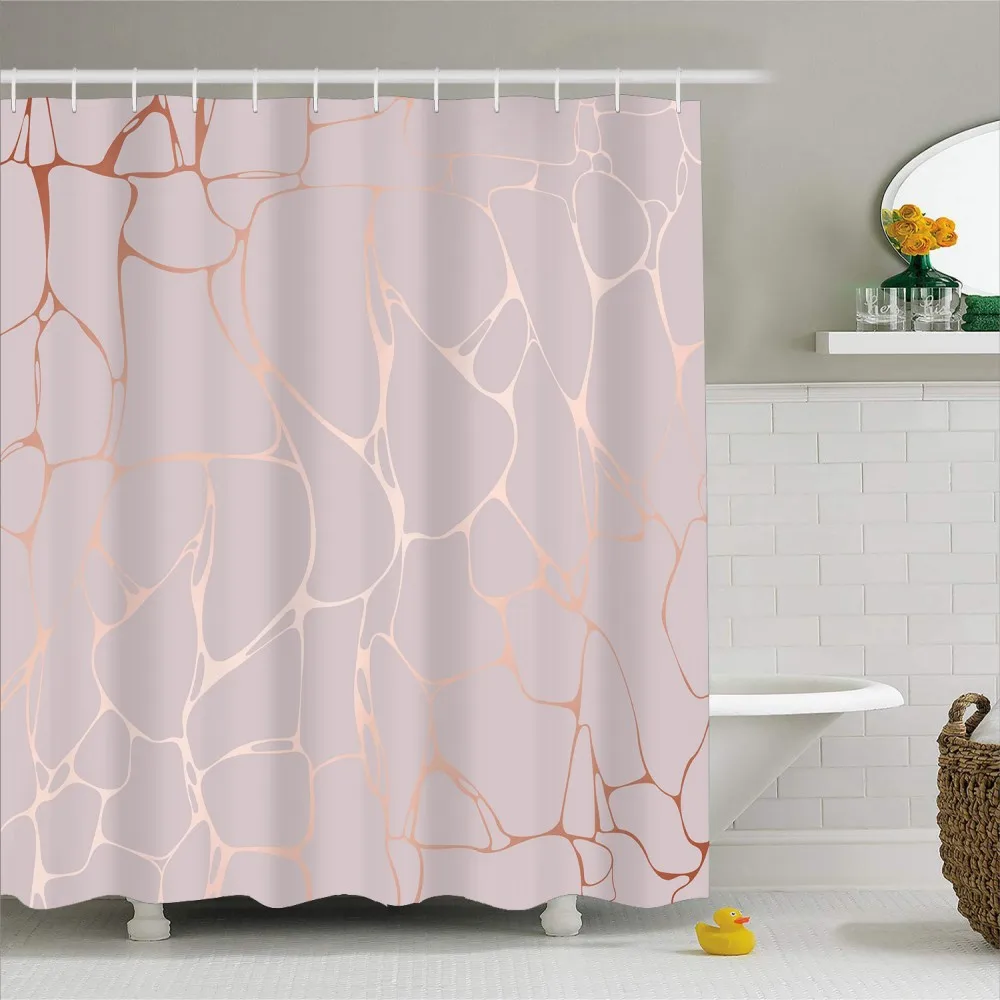

1 Piece 3D Marble Texture Print Bath Curtain Waterproof Polyester Shower Curtain with Hooks Creative Bathroom Decor 180x180cm