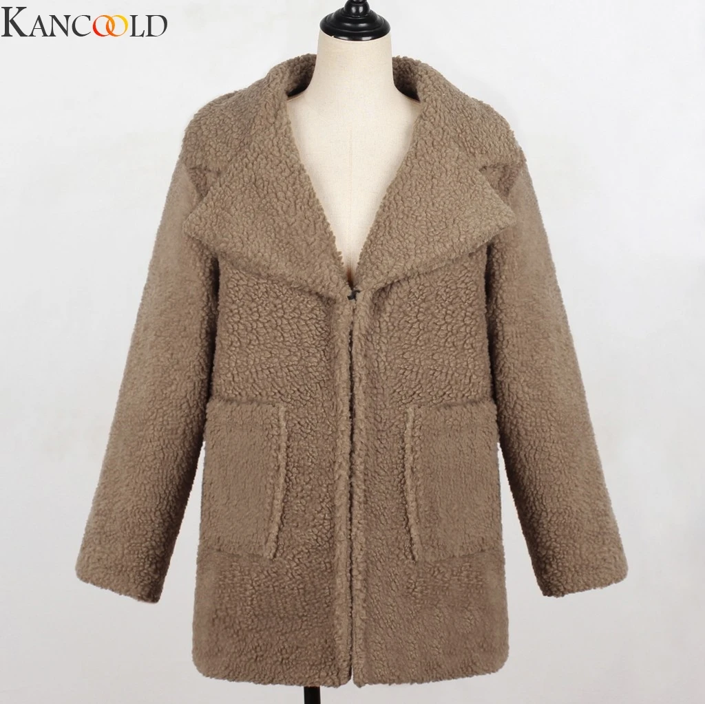 KANCOOLD, женское флисовое пальто, парка размера плюс, новое модное зимнее теплое пальто с длинным рукавом, на молнии, утолщенная плюшевая куртка с винтажным принтом
