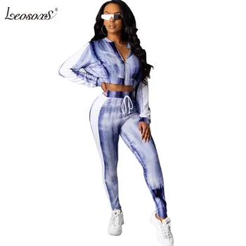 

Two Piece Set Top And Pants Women Sexy Bodycon Long Sleeve Short Top Pencil Trouser Printing Ropa Mujer Roupas Clothes Womens