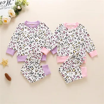 

1-5Y Toddler Baby Girls Leopard Clothes Long Sleeve Print T-shirt Sweatshirts Coat Tops Pants Teenage Girls Clothing Outfits