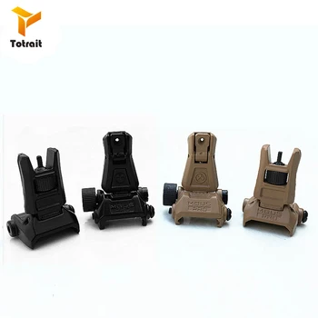 

Totrait Black Metal Tactical Sight Folding Iron Sights Front and Rear Sets Low Profile Offset Flip-up Hunting Accessories