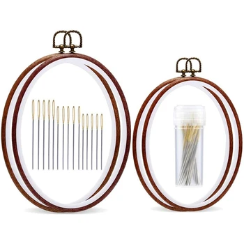 

Oval Embroidery Ring,Imitation Wood Display Frame,Embroidery Frame and Cross Stitch Ring for Art Craft Sewing Wall Hang