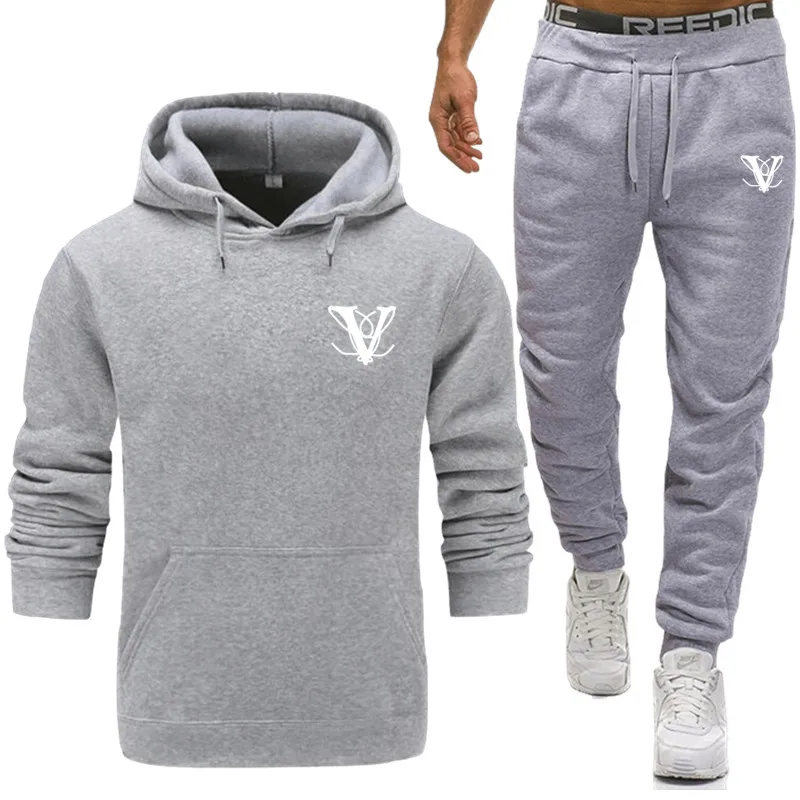 

Men Casual Set Hooded 2020 Spring Autumn New Men's Sportswear Hoodies+Pants Sets Solid 3D Print Hip Hop Street Loose Tracksuit