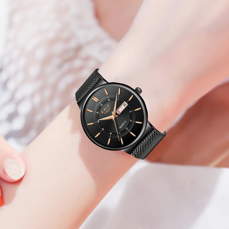 Women Watches LIGE Top Brand Luxury Waterproof Ultra Thin Date Clock Female Steel Strap Casual Quartz Watch Lady Wrist Watch+Box