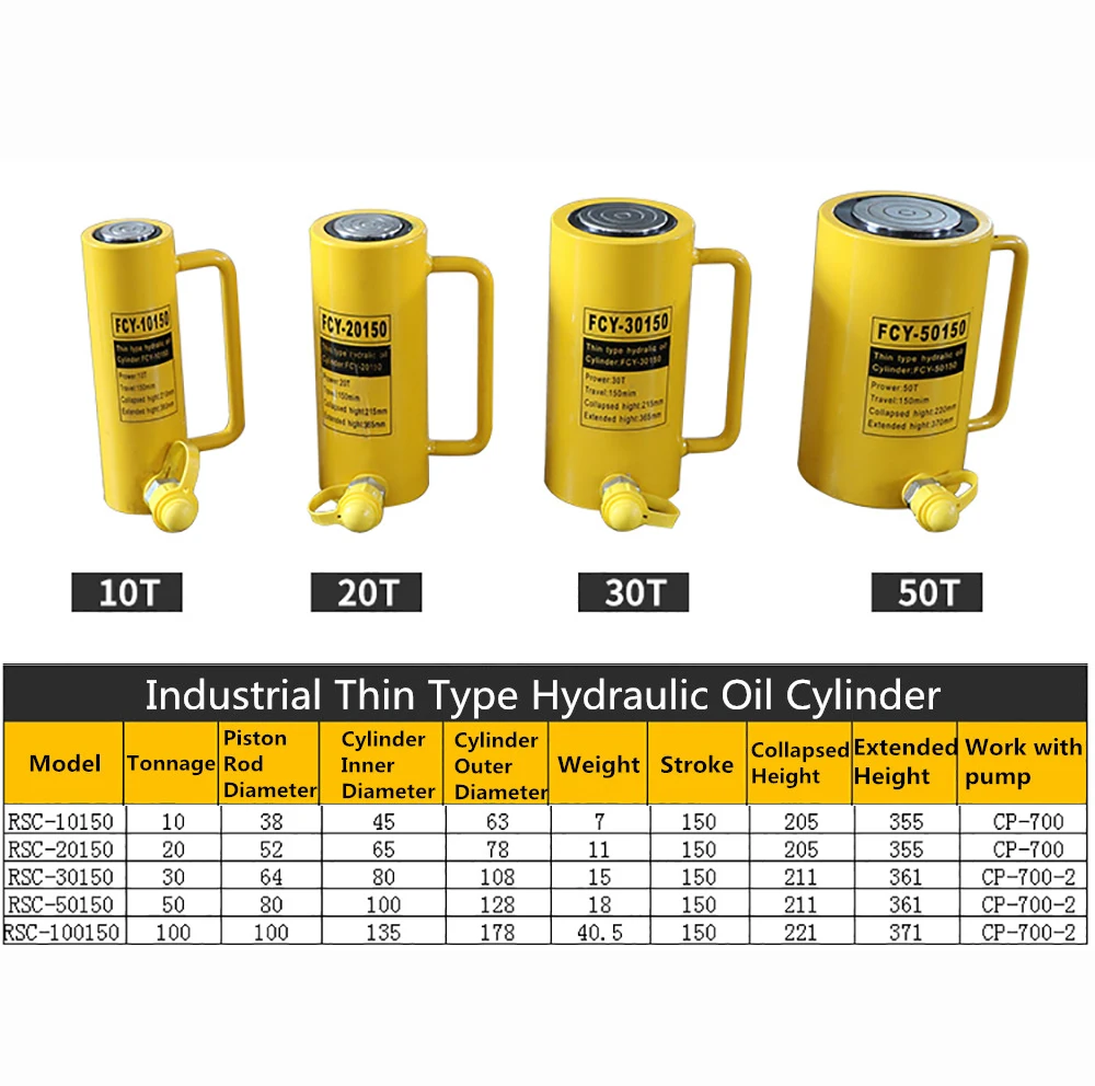 

Stroke 150MM Industrial Thin Type Hydraulic Oil Cylinder Disconnect-type Hydraulic Jack Hydraulic Cylinder 10T/20T/30T/50T/100T