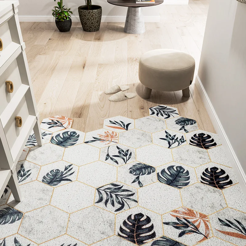 Anti-Slip  PVC Door Mats Carpet Nordic Minimalist Dust Carpet Kitchen Mat PVC Silk Loop Entrance Doormat for Hallway