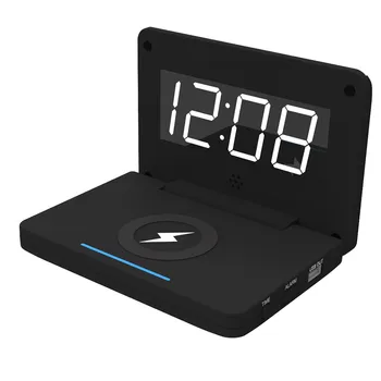 

Alarm Clock Bedroom Warm Light Night Desk LED Digital USB Qi Wireless Charger 10W Wireless Charger For iPhone 11 For Samsung S10