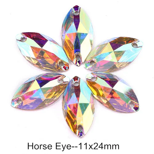 Resin All Shapes Crystal AB Round Sew On Rhinestones Flatback стразы Sewing Rhinestone Wedding Dress F0178 - Цвет: 11x24mm-50PCS