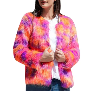 

Women Furry Faux Fur Coat Winter Warm Coats Women Fashion Faux Fur Outerwear Cardigan Loose Button Pocket Short Coat #YL10