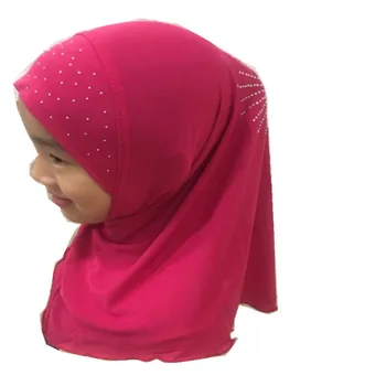 

Muslim Children Girl Crystal Scarf Hijab Wrap Head Cover Full Cap Shawl Islamic Arab Neck Cover Prayer Hat Turban Headscarf