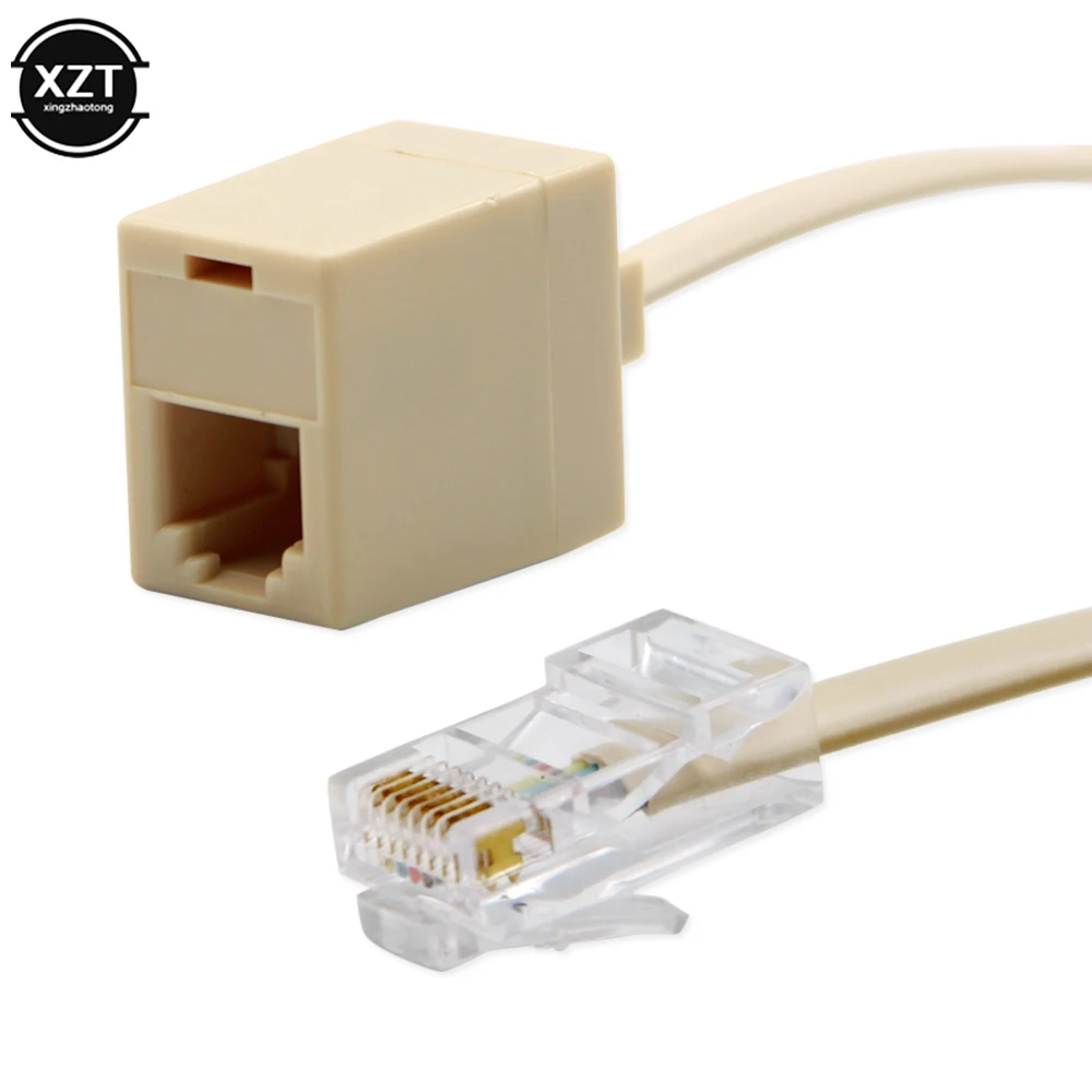 PENGSHENG Adaptador de línea Ethernet a teléfono, (paquete de 2) Adaptador  de línea telefónica a Ethernet RJ45 8P8C hembra a RJ11 6P4C Cable adaptador