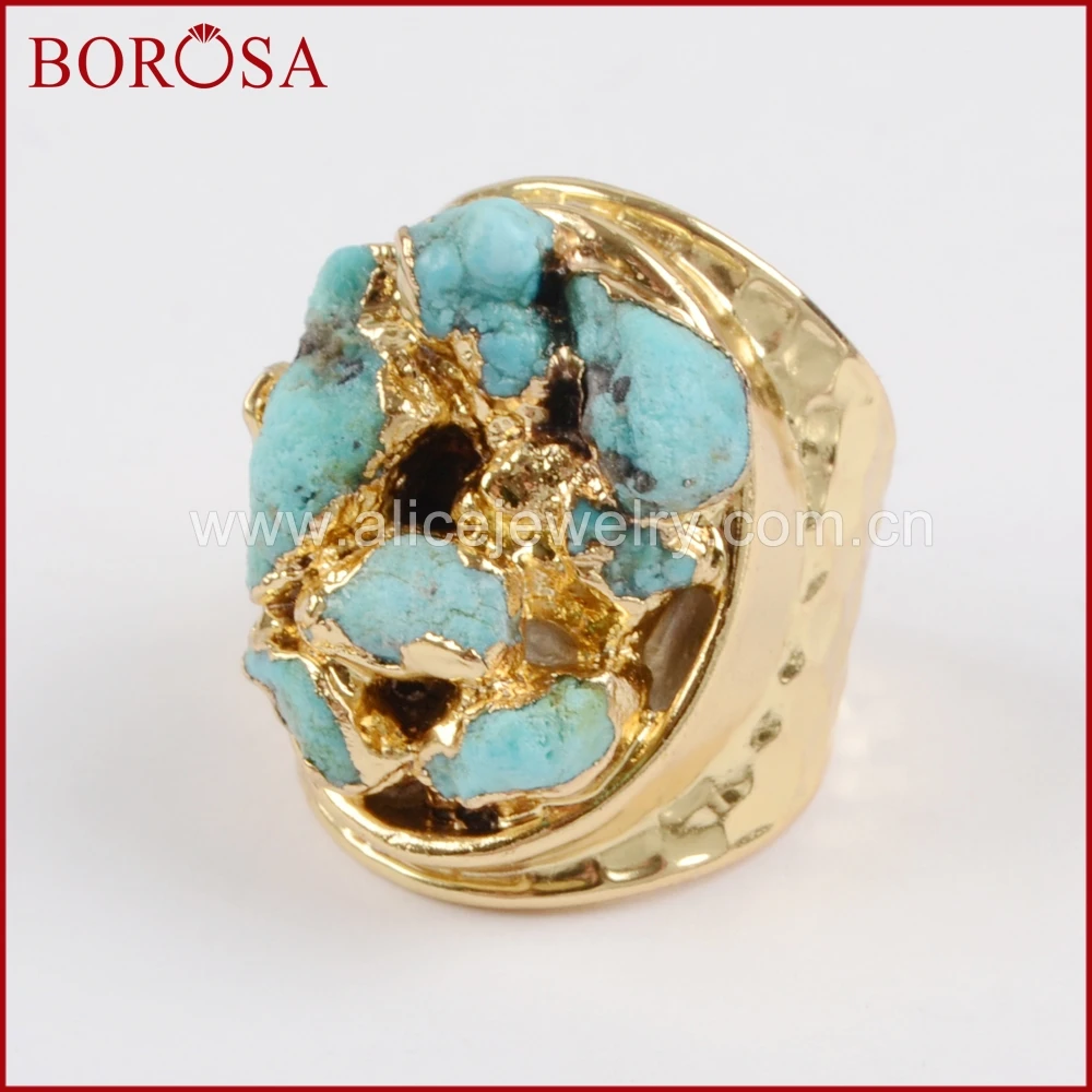 Женское кольцо с кристаллами BOROSA вечерние кольца золотого цвета из натуральной
