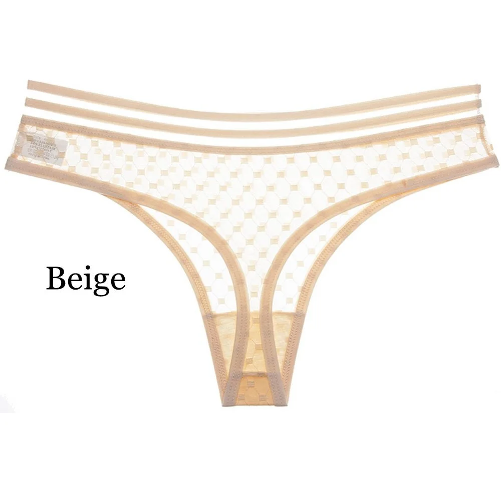 beige 1PC Women Sexy T Lace Underwear Low-Waist Sexy Panties for Women G-String Thong Briefs Lingerie Ladies Exotic Seamless Panties - Цвет: beige
