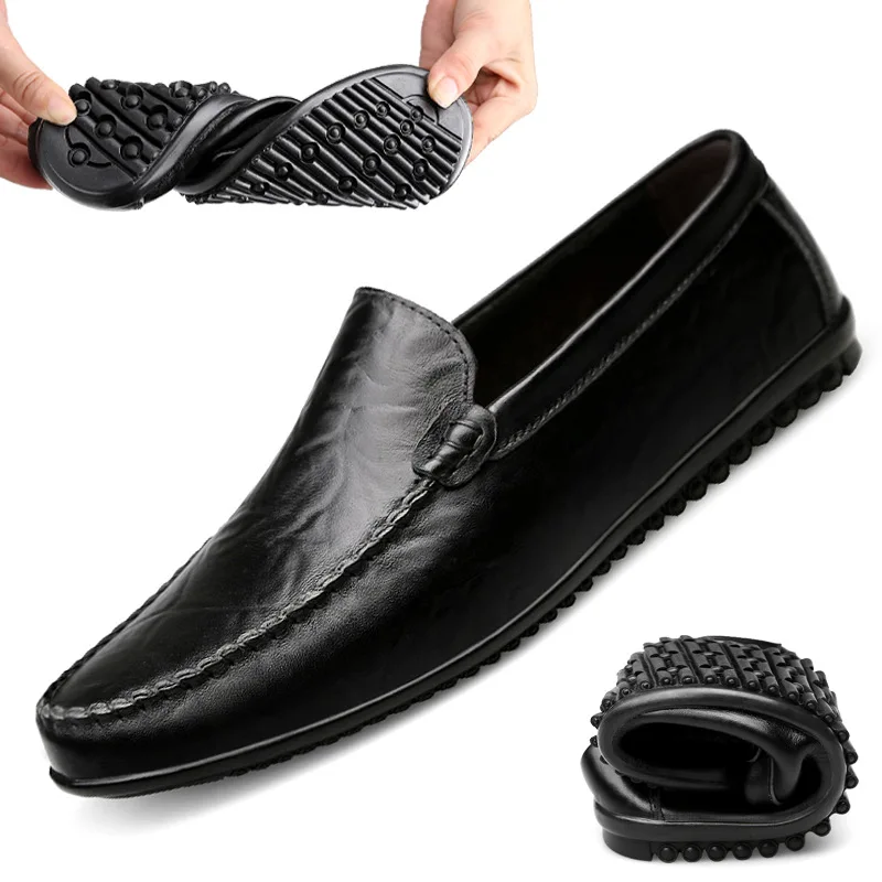 

MEN'S SHOES Spring Genuine Leather Moccosins Men's Versatile Trendy Shoes Soft Bottom MEN'S Casual Leather Shoes Korean-style Br