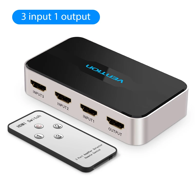 Vention HDMI сплиттер 3x1 4K 3 Порт HDMI коммутатор 3 в 1 Переключатель HDMI с Toslink аудио 3D 2160P для Xbox 360 PS4 Smart tv - Цвет: 3 in 1 out