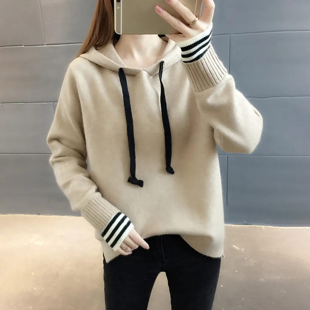 Ropa mujer bluza damsk толстовки женские повседневные однотонные с длинным рукавом негабаритных толстовка с завязками Трикотажные s moletom feminino