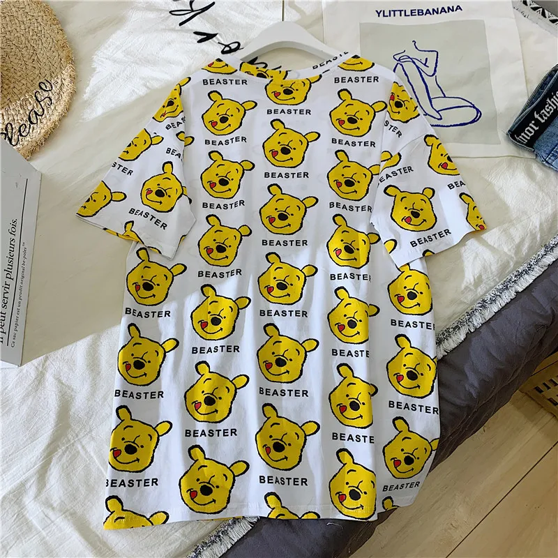 GCAROL 2020 Spring Summer Women Cartoon T-shirt Oversized Graphic Stripes Graffiti Long Tees Multi-design harajuku Tops