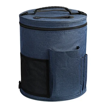 

Blue Yarn Bag Knitting Bag Crochet Bag Large Yarn Knitting Tote Bag for Crochet Hooks and Knitting Needles Yarn Balls