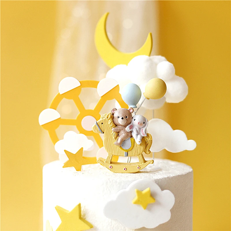 Кролик лошадь горка украшения торт Топпер для свадьбы День рождения медведь, звезда, ребенок, принадлежности для выпечки подарок для ребенка