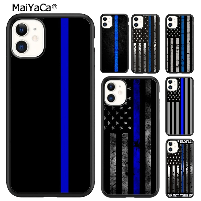 Maiyaca Police Styled Thin Blue Line Custodia Per Telefono Con Bandiera Americana Per Iphone 15 Se2020 6 7 8 Plus Xr Xs 11 12 Mini 13 14 Pro Max