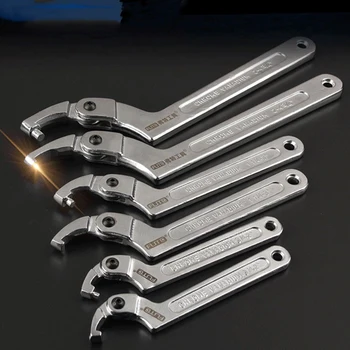 

1pc Round Nut Adjustable Square Head and Round Head Hook-type Wrench Multifunction Universal Spanner Hand Tool Crescent Wrench