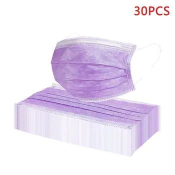 

30pcs Disposable 3ply Face Mask Mascarilla Mascarar Face Mask Proof Face Mouth Cover Outdoor Youre Meltblown Purple Masque #1
