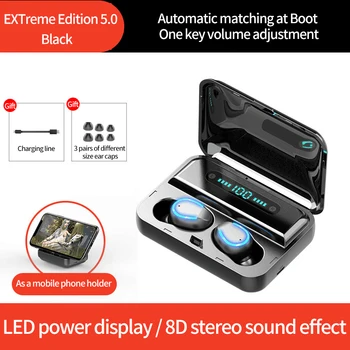 

TWS F9-5 Wireless Earphones Bluetooth 5.0 HiFI Stereo In-ear Earbuds for Breath Light Headse Sports LED Display