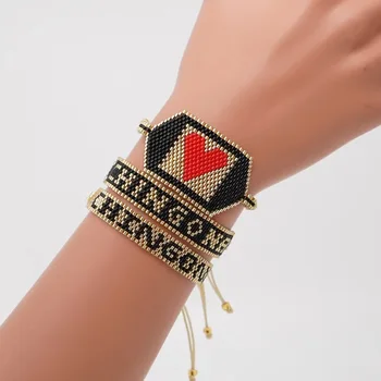 

ZHONGVI MIYUKI Beads Bracelet CHINGONA-Power Letter Pulseras Mujer Moda 2020 Heart Bracelet For Women Jewelry Handmade Design
