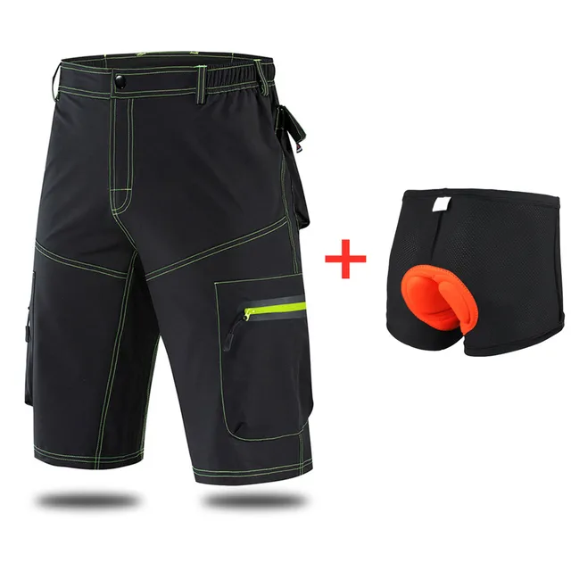 WOSAWE Cycling Shorts Summer Breathable Loose Short MTB Shorts Bike Shorts Men Running Bicycle Pants Riding Shorts Pants BL133-Black Set