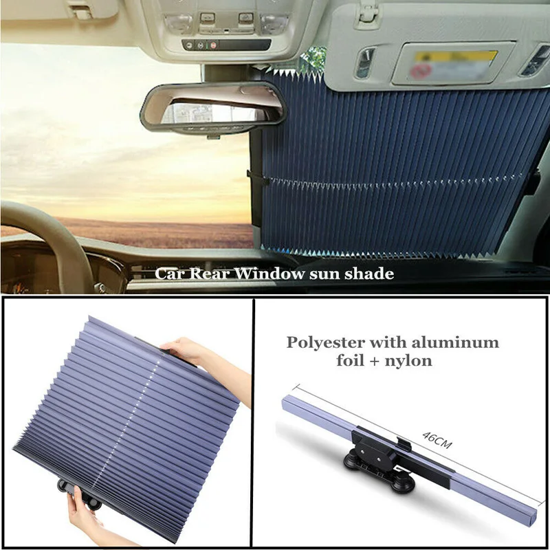 Car Retractable Sun Shade Block Visor Folding Auto Windshield Cover 140* 46cm