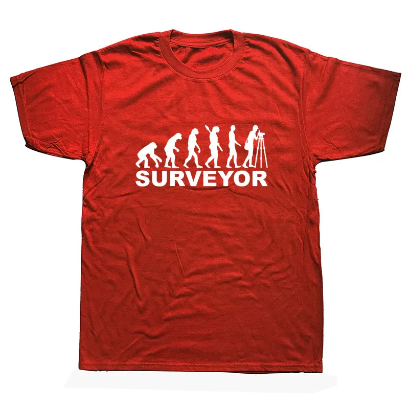 Забавная футболка Evolution Surveyor мужская летняя Стильная Модная хлопковая футболка с короткими рукавами - Цвет: RED