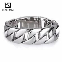 Модные ювелирные изделия тяжелый массивный кубинский браслет-цепочка 22 см из нержавеющей стали полированный блестящий браслет для мужчин аксессуар