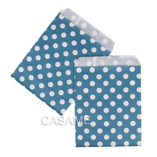 25pcs treat Candy Bag Chevron Polka Dot Bags Kraft Paper Bags Wedding Birthday New Year Party Favors Supplies Gifts Bags navy dot