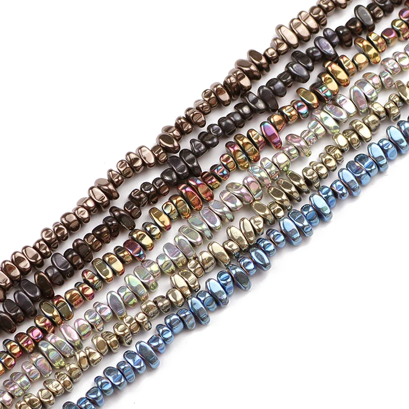 Gold-Toned Hematite Irregular Gravel Natural Stone Beads, 15'' Loose Spacer Beads for DIY Jewelry and Bracelet Making