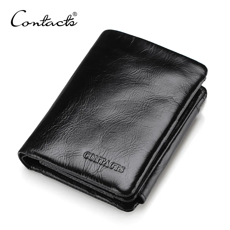 

Black Angel Capacity Leisure Time Genuine Leather Man Wallet Oil Wax Male Three Package