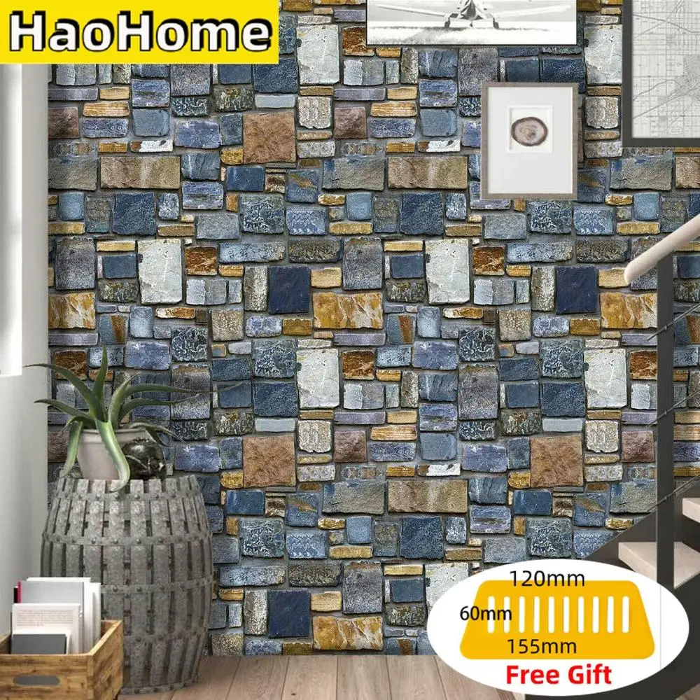 HaoHome самоклеящаяся настенная бумага с эффектом камня кожура и палочка контактная