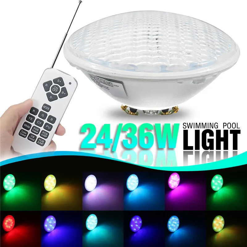 

24W/36W LED RGB Underwater Swimming Pool Light with Remote Controller Outdoor Color Changing Waterproof IP68 Fixture Spotlight