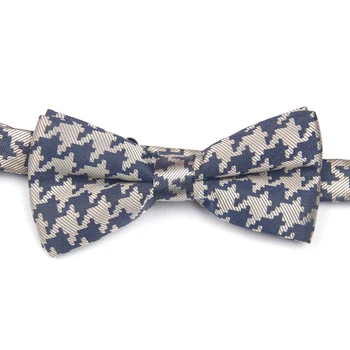 

dark blue houndstooth patterned bow tie with patterns pre-tied bow ties