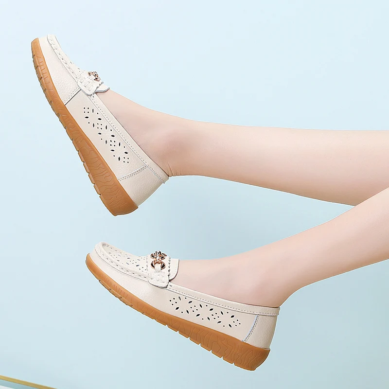 Summer Women Casual Flats Shoes Cut Out Loafer Office Slip-on Moccasins Plus Size 35-42 women shoes women flats casual shoes