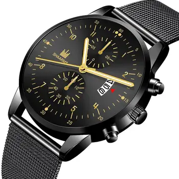 

2019 Ultra Thin Mens Watch Stainless Steel Mesh Band Men Analog Calendar Quartz Watches Casual Business Wristwatch Man Clock