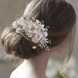 Bridal Hair Jewellery Crystal Wedding Bridal Hair Clips with Comb Simulated Pearl Headpiece for Women Wedding Accessories