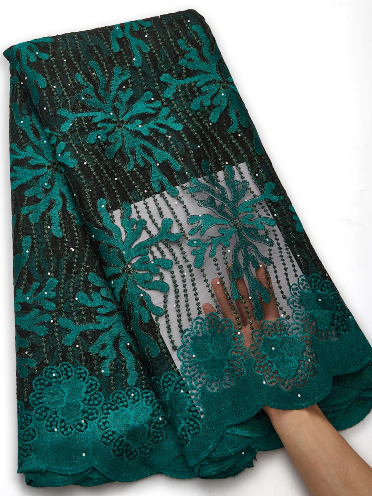 

5 Yards French Embroidered Mesh Net Lace Latest African Nigerian Lace Fabrics Bridal Dress Material For Wedding Party Sew A2725