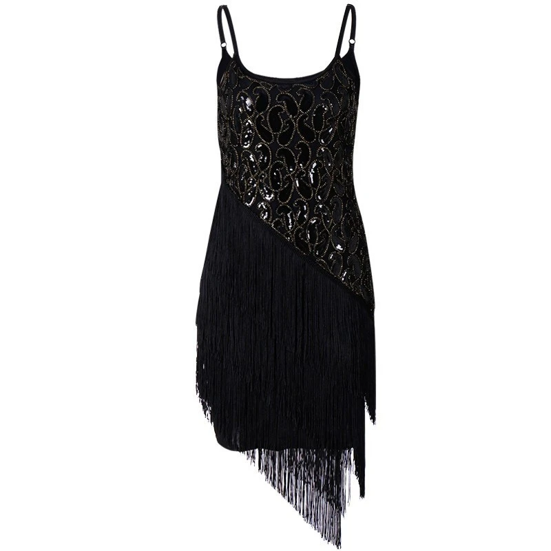 

Adjustable Spaghetti Straps Sequined Tassel Details Bodycon Dress 1920's Vintage Style Nightout Party Gown Dresses for Women