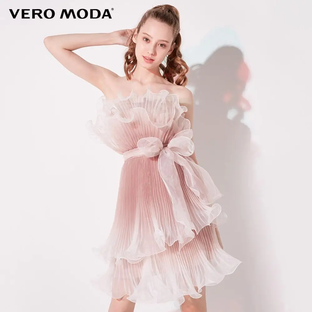 

Vero Moda Women's Strapless Creased Ruffled Party Dress | 31927A524